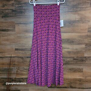 LulaRoe Maxi Skirt XXS Geometric Vibrant Colorful Retro Boho Art To Wear NWT